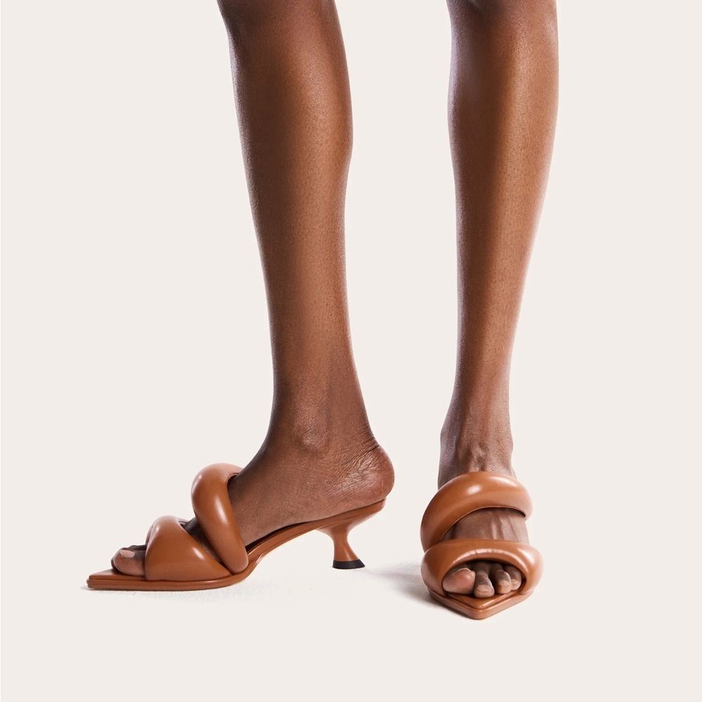JW PEI Caramel Knotted Mule Sandals